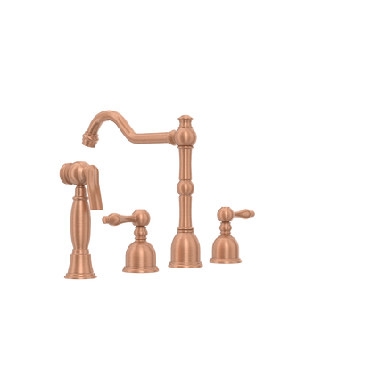 Two-Handles Copper Widespread Kitchen Faucet with Side Sprayer - AK96818C