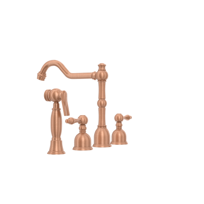 Two-Handles Copper Widespread Kitchen Faucet with Side Sprayer - AK96818C