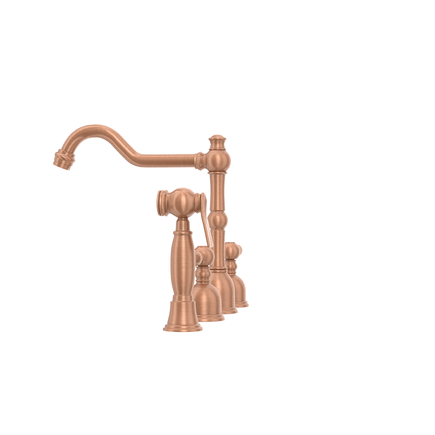 Two-Handles Copper Widespread Kitchen Faucet with Side Sprayer - AK96818C