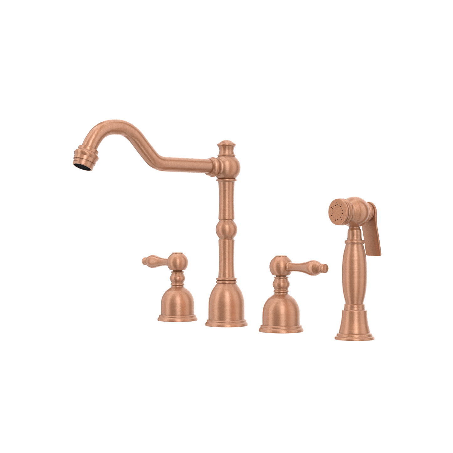 Two-Handles Copper Widespread Kitchen Faucet with Side Sprayer - AK96818C