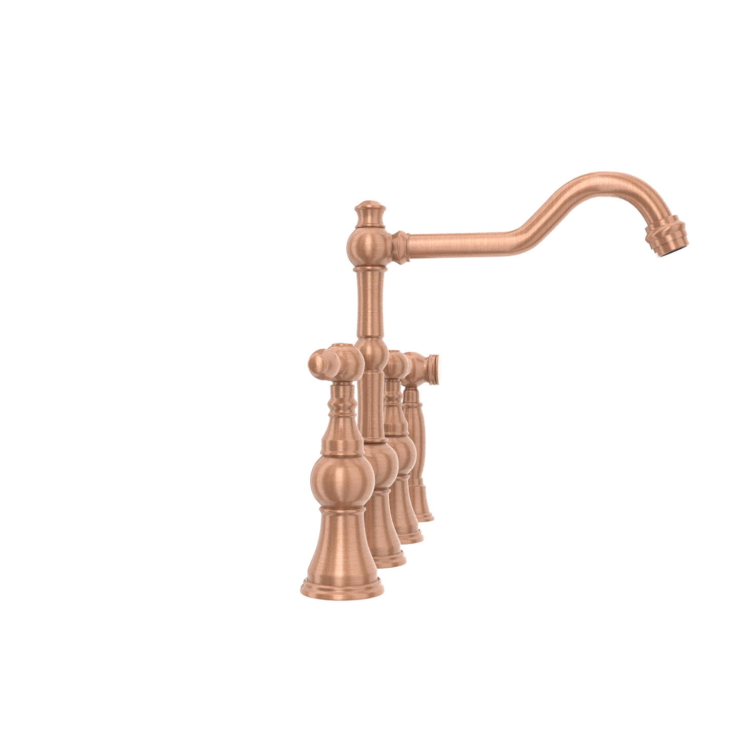 Two-Handles Copper Bridge Kitchen Faucet with Side Sprayer - AK96718C