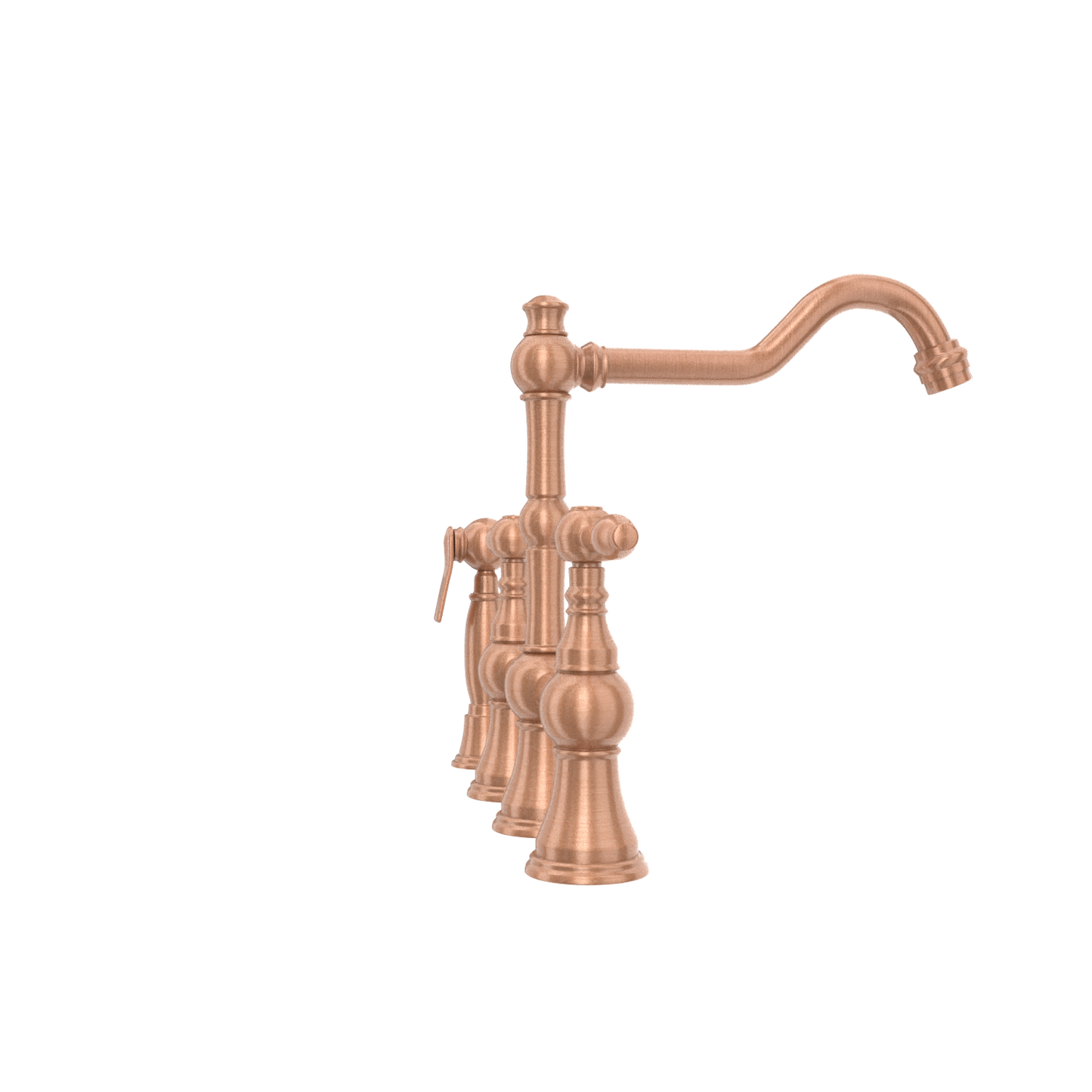 Two-Handles Copper Bridge Kitchen Faucet with Side Sprayer - AK96718C