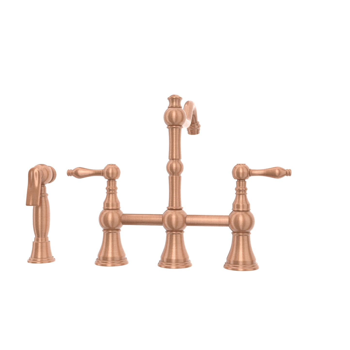 Two-Handles Copper Bridge Kitchen Faucet with Side Sprayer - AK96718C