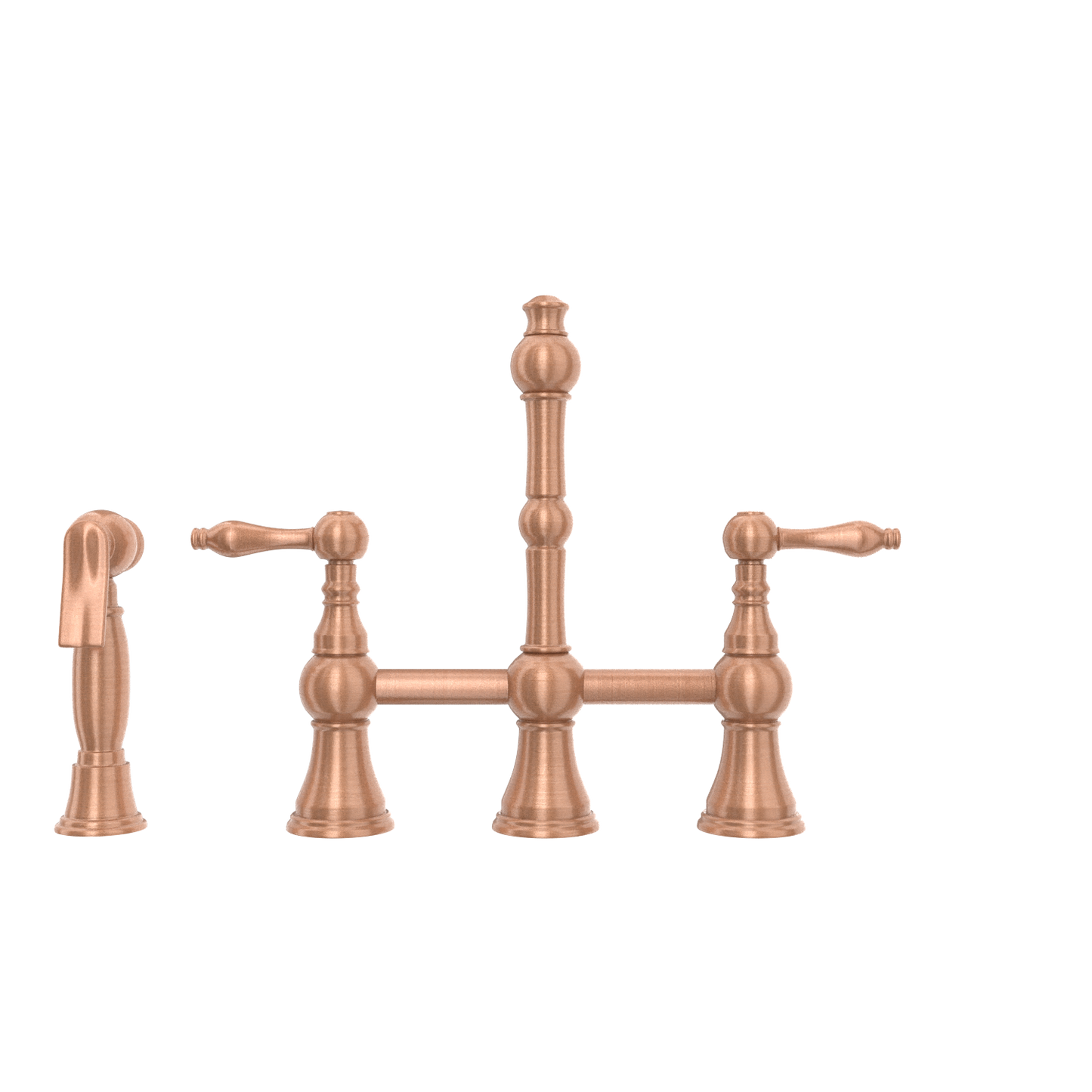 Two-Handles Copper Bridge Kitchen Faucet with Side Sprayer - AK96718C