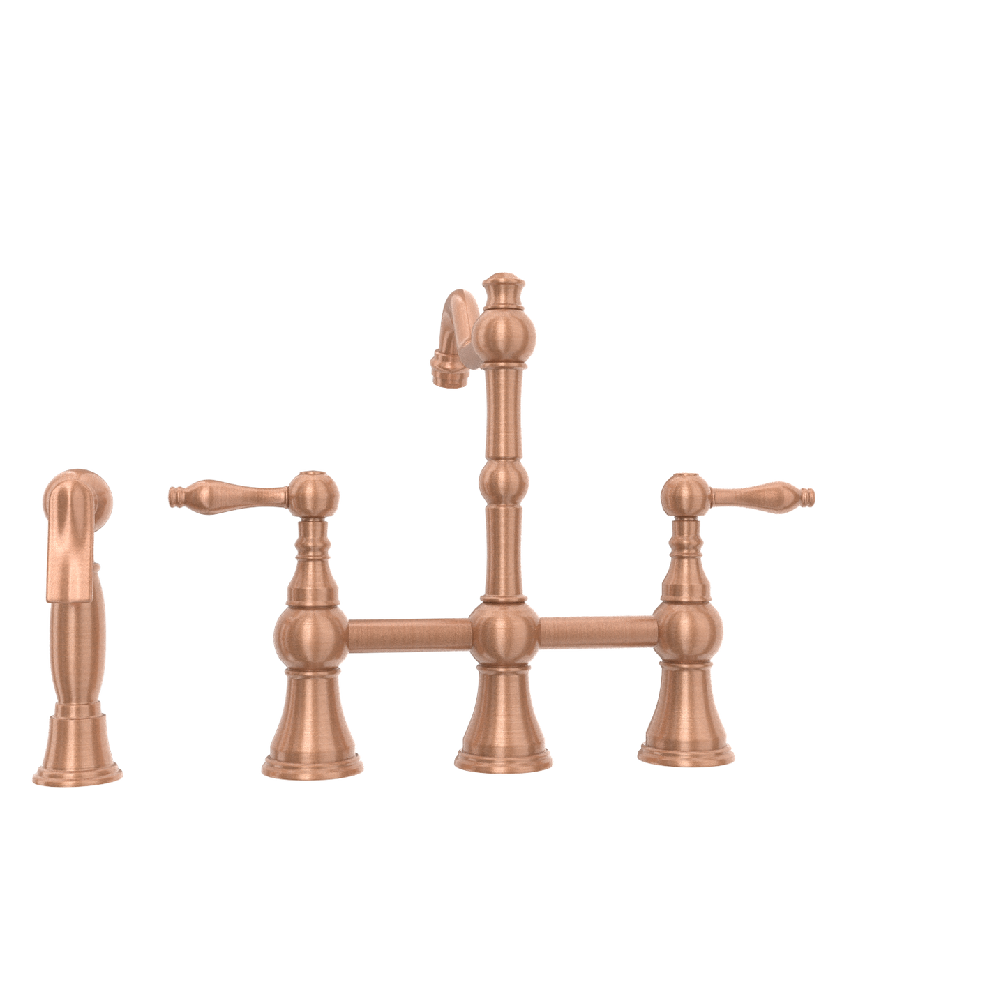 Two-Handles Copper Bridge Kitchen Faucet with Side Sprayer - AK96718C