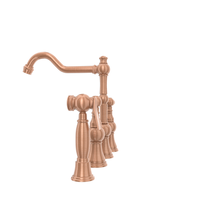 Two-Handles Copper Bridge Kitchen Faucet with Side Sprayer - AK96718C