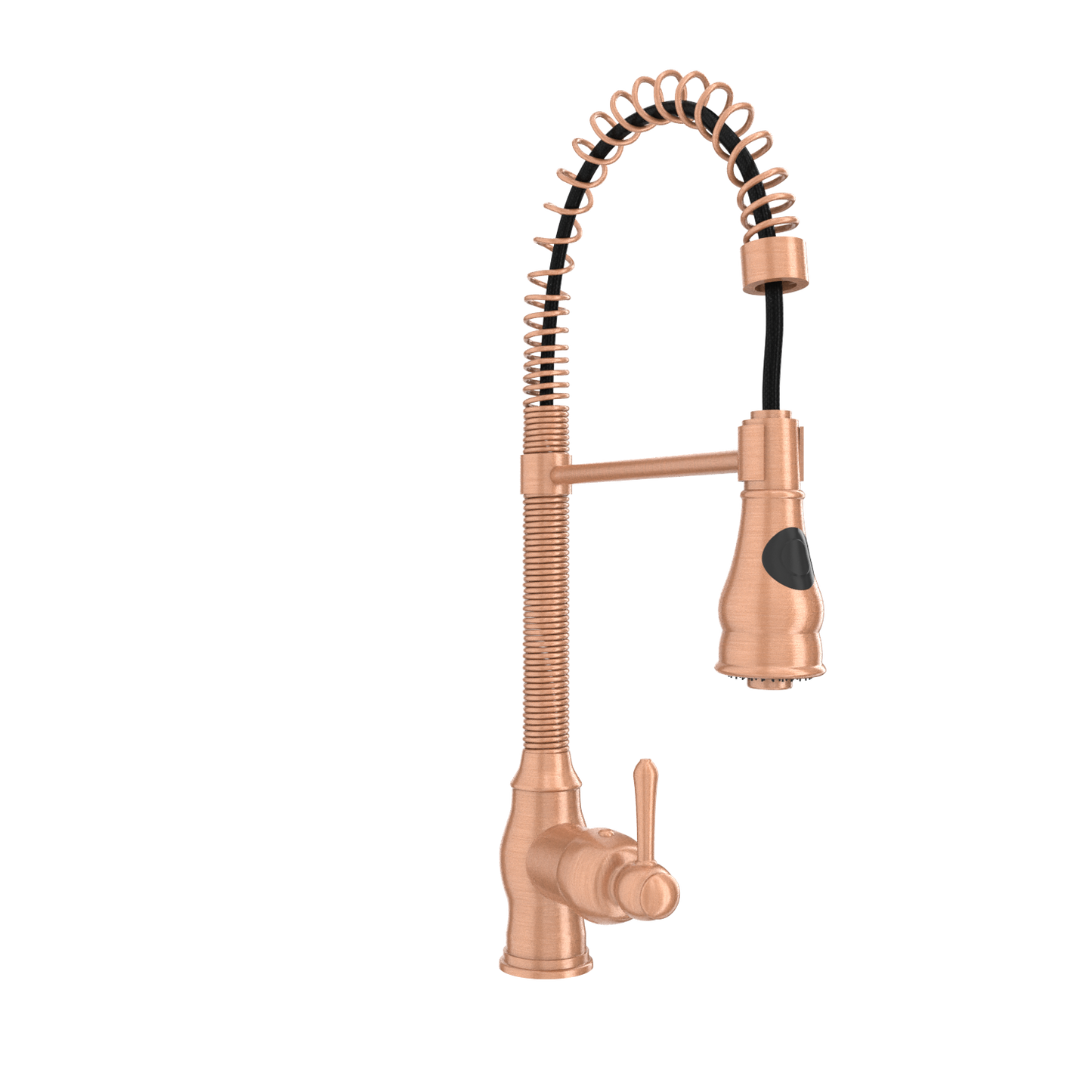 Copper Kitchen Faucet with Soap Dispenser, Single Handle Solid Brass High Arc Pull Down Sprayer Head Kitchen Sink Faucets with Deck Plate