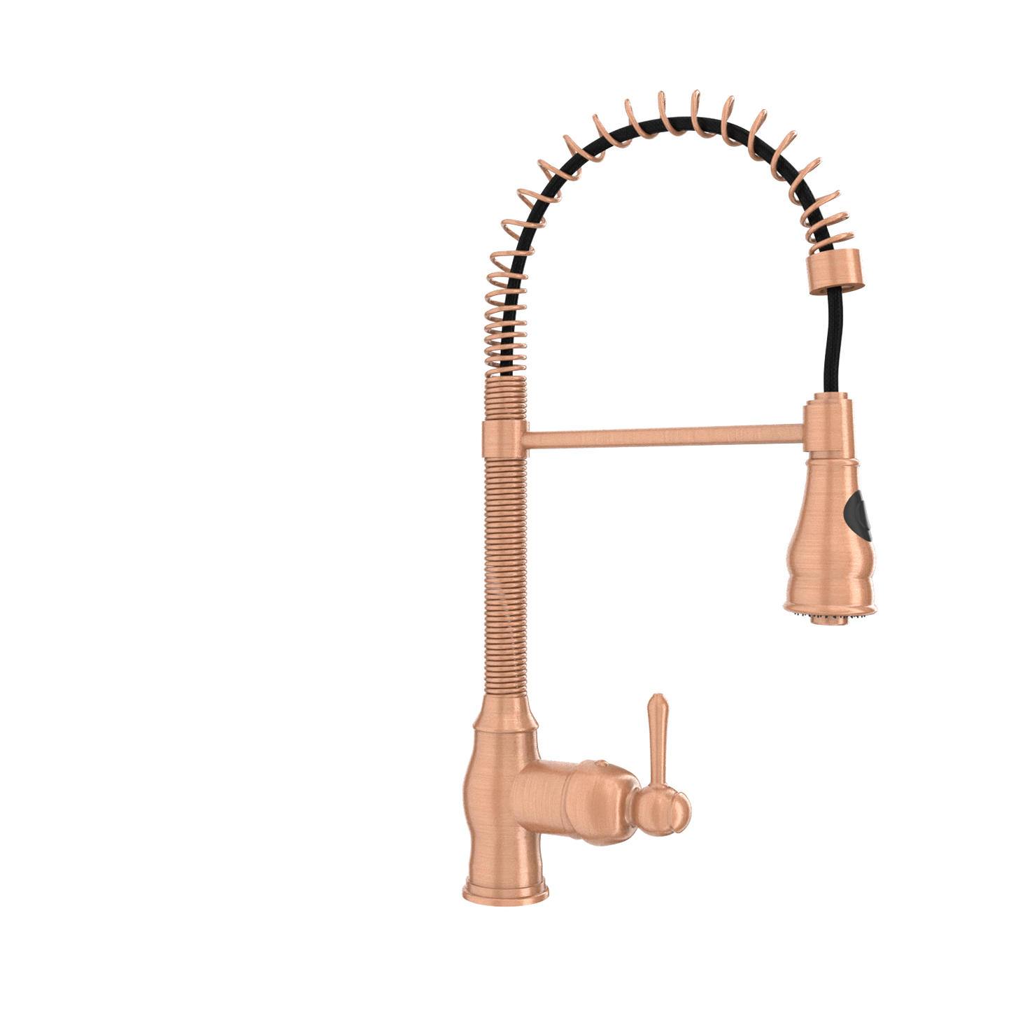 Copper Kitchen Faucet with Soap Dispenser, Single Handle Solid Brass High Arc Pull Down Sprayer Head Kitchen Sink Faucets with Deck Plate