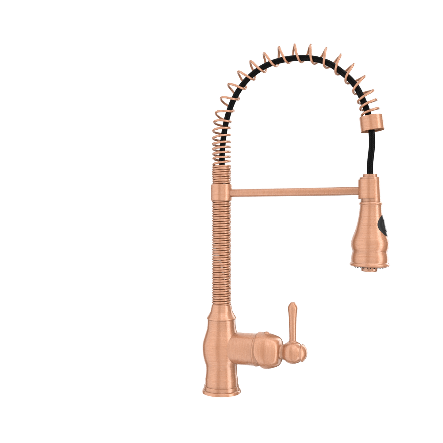 Copper Kitchen Faucet with Soap Dispenser, Single Handle Solid Brass High Arc Pull Down Sprayer Head Kitchen Sink Faucets with Deck Plate