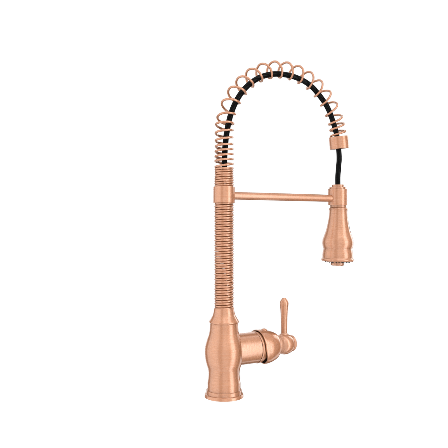 Copper Kitchen Faucet with Soap Dispenser, Single Handle Solid Brass High Arc Pull Down Sprayer Head Kitchen Sink Faucets with Deck Plate