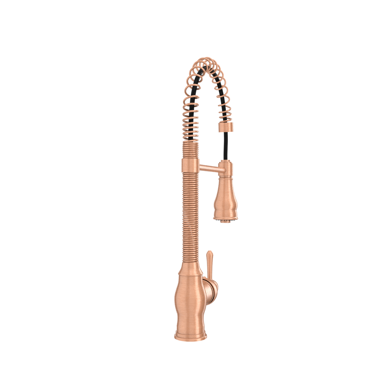 Copper Kitchen Faucet with Soap Dispenser, Single Handle Solid Brass High Arc Pull Down Sprayer Head Kitchen Sink Faucets with Deck Plate
