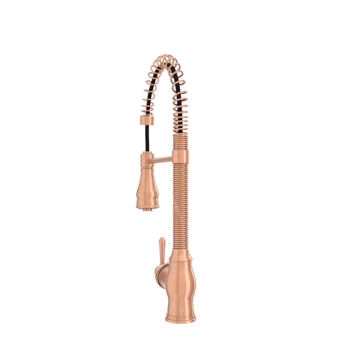 Copper Kitchen Faucet with Soap Dispenser, Single Handle Solid Brass High Arc Pull Down Sprayer Head Kitchen Sink Faucets with Deck Plate