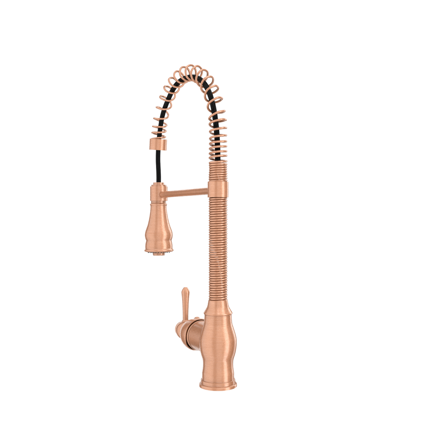 Copper Kitchen Faucet with Soap Dispenser, Single Handle Solid Brass High Arc Pull Down Sprayer Head Kitchen Sink Faucets with Deck Plate