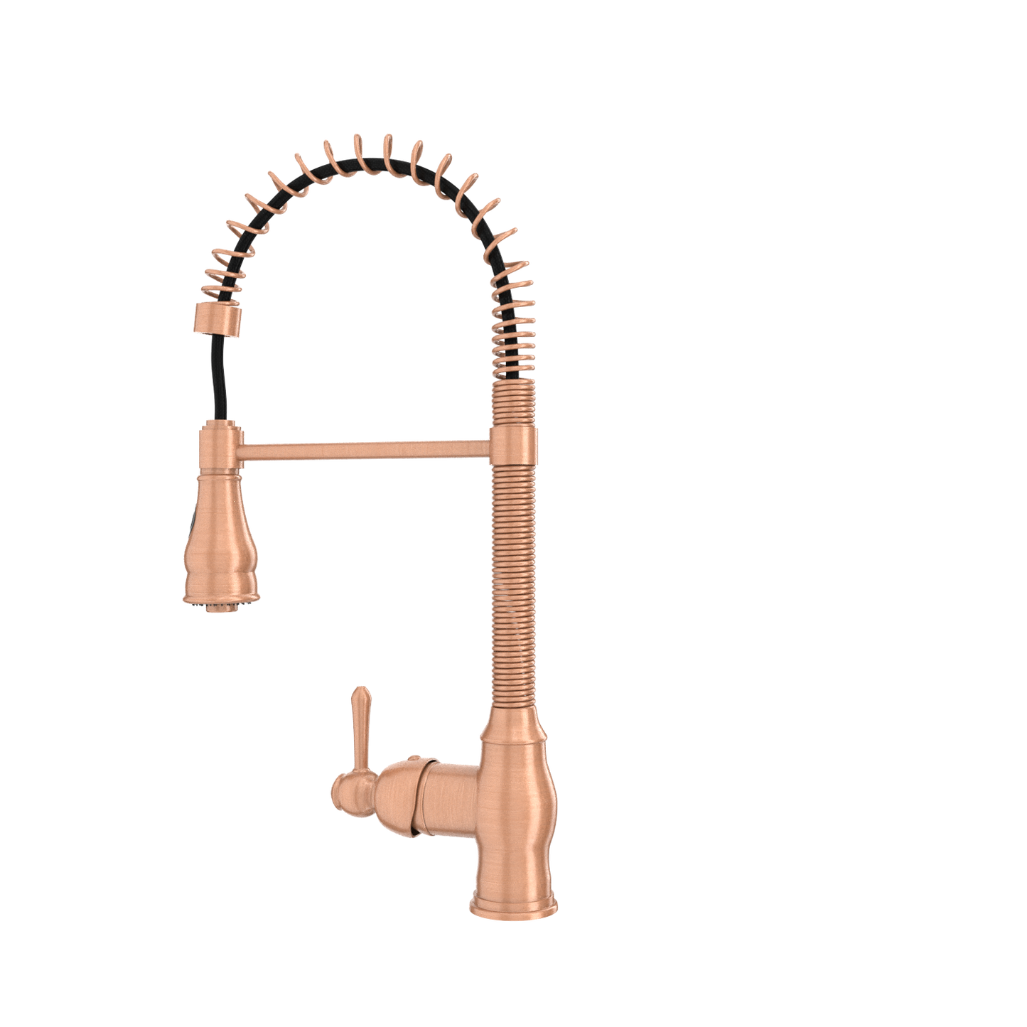Copper Kitchen Faucet with Soap Dispenser, Single Handle Solid Brass High Arc Pull Down Sprayer Head Kitchen Sink Faucets with Deck Plate