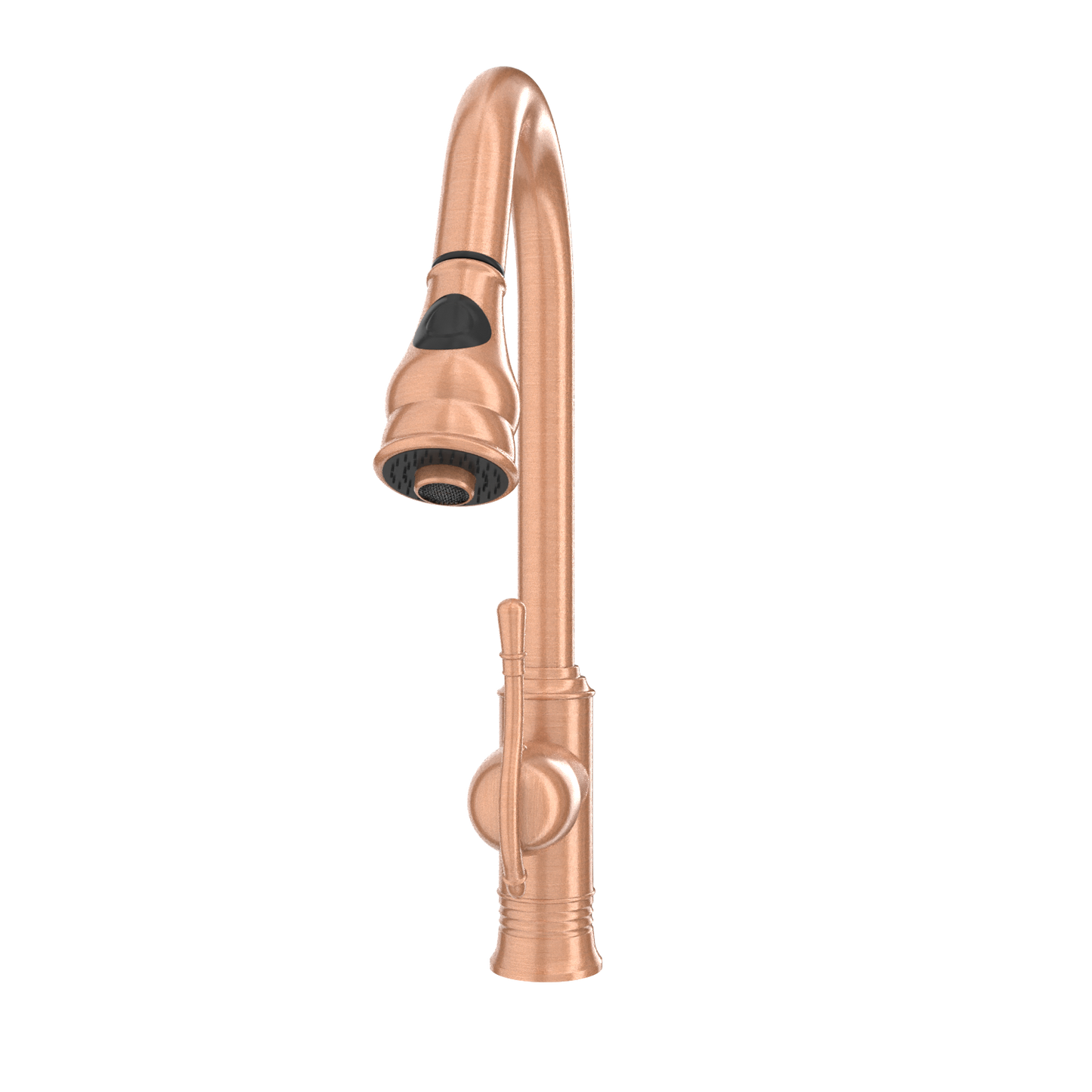 Copper Kitchen Faucet with Soap Dispenser, Single Handle Solid Brass High Arc Pull Down Sprayer Head Kitchen Sink Faucets with Deck Plate