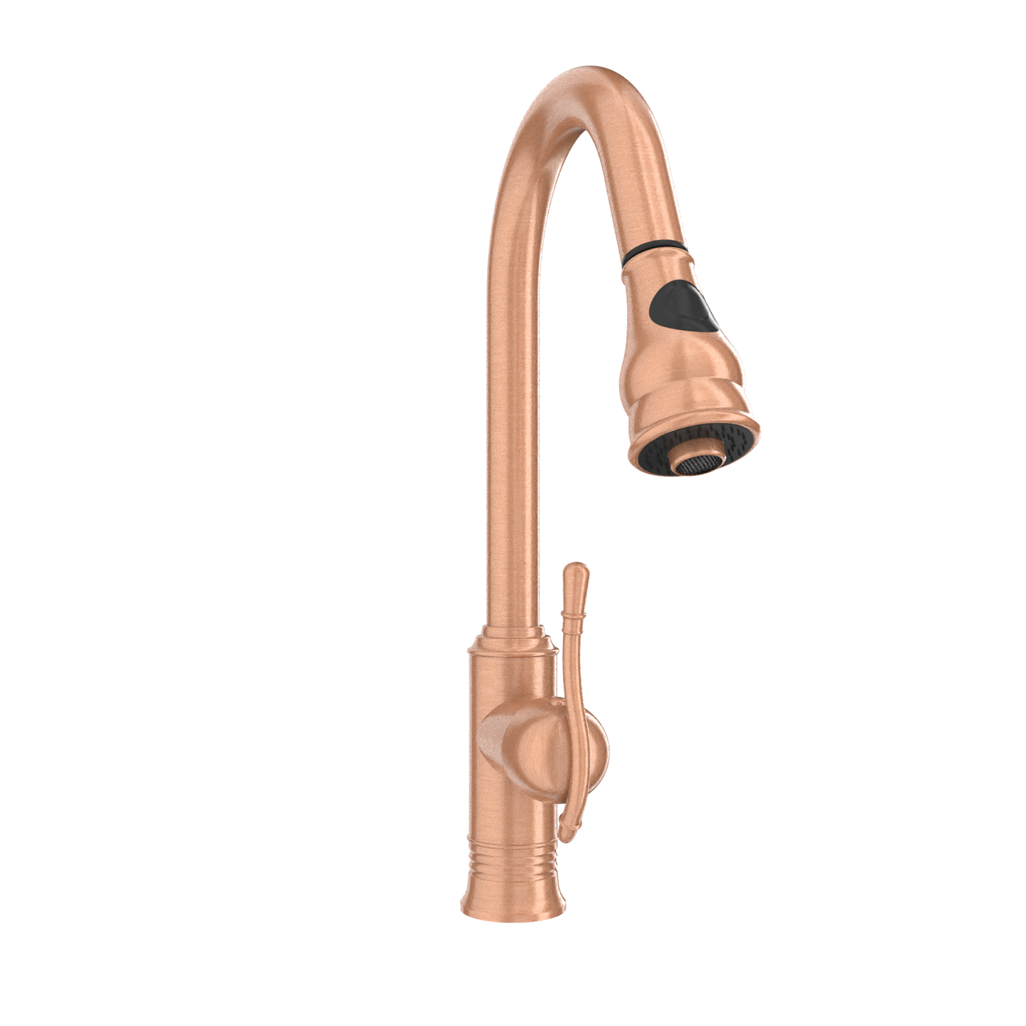 Copper Kitchen Faucet with Soap Dispenser, Single Handle Solid Brass High Arc Pull Down Sprayer Head Kitchen Sink Faucets with Deck Plate