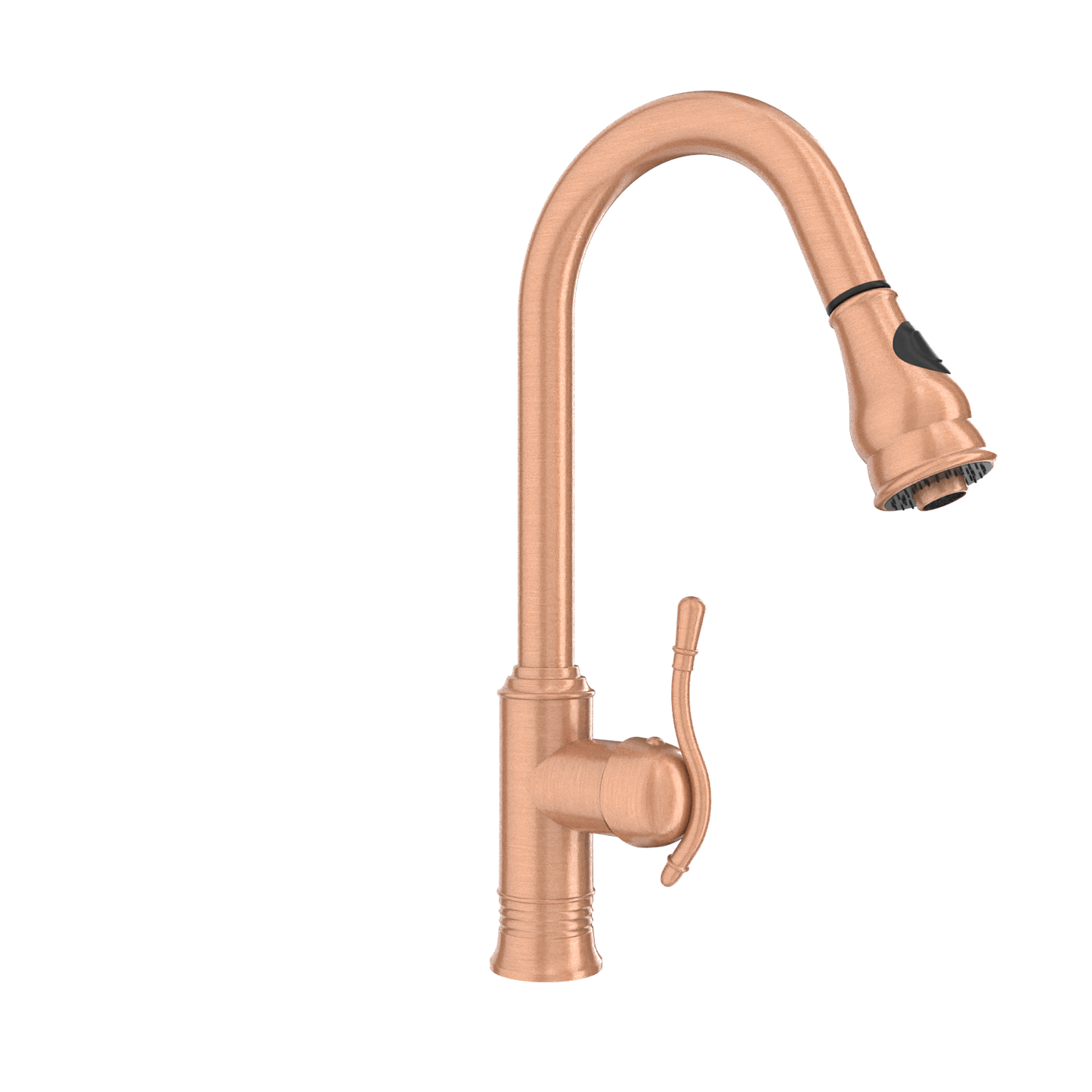 Copper Kitchen Faucet with Soap Dispenser, Single Handle Solid Brass High Arc Pull Down Sprayer Head Kitchen Sink Faucets with Deck Plate