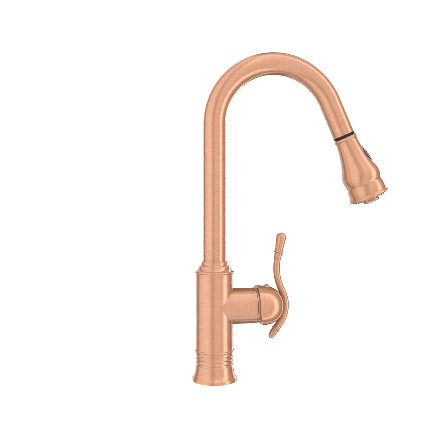Copper Kitchen Faucet with Soap Dispenser, Single Handle Solid Brass High Arc Pull Down Sprayer Head Kitchen Sink Faucets with Deck Plate