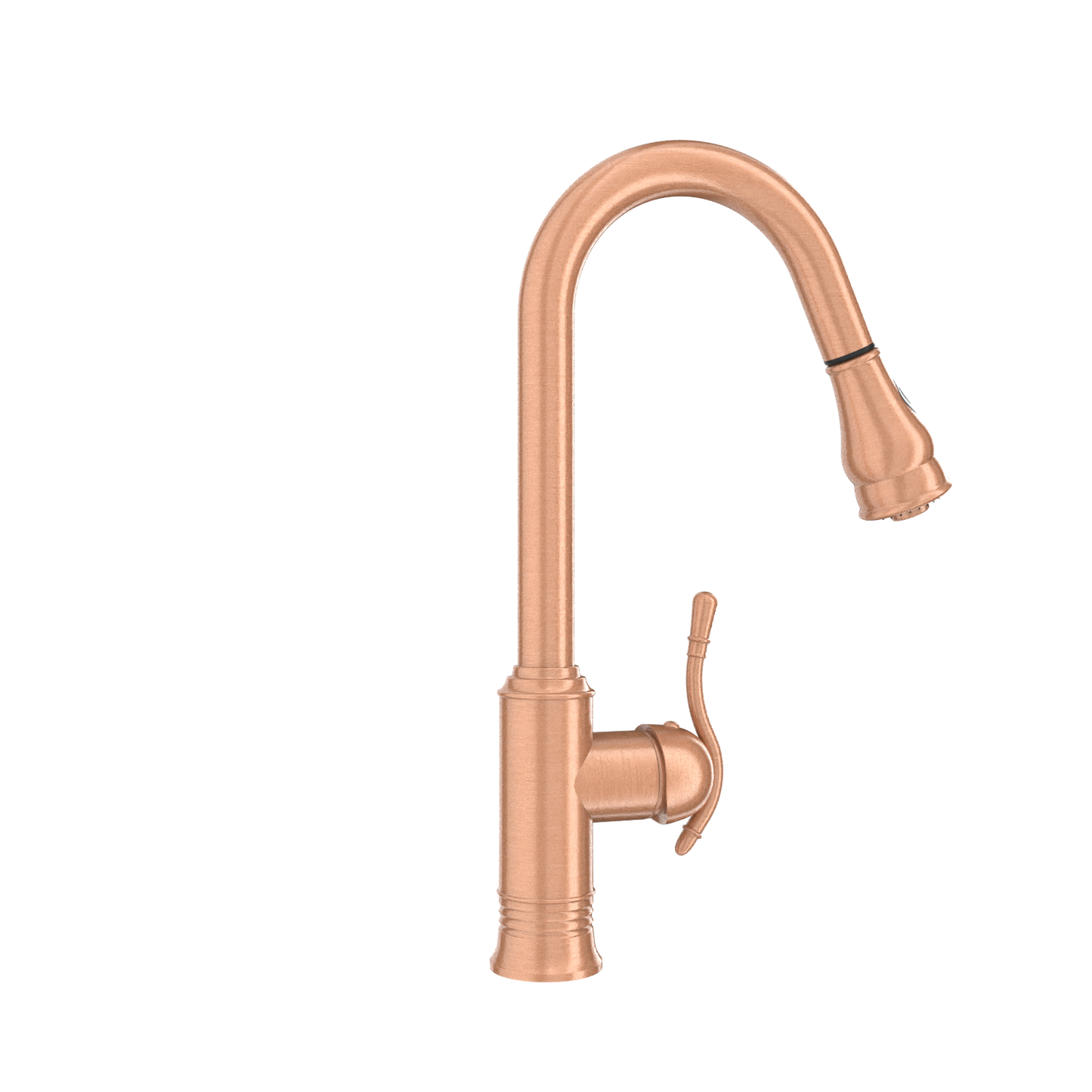 Copper Kitchen Faucet with Soap Dispenser, Single Handle Solid Brass High Arc Pull Down Sprayer Head Kitchen Sink Faucets with Deck Plate