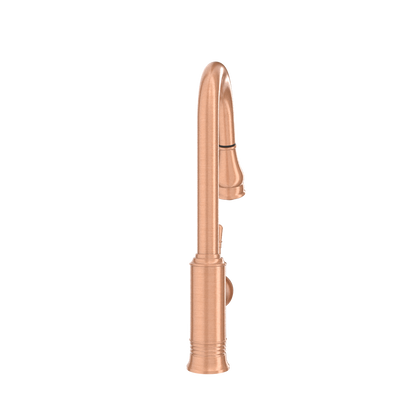 Copper Kitchen Faucet with Soap Dispenser, Single Handle Solid Brass High Arc Pull Down Sprayer Head Kitchen Sink Faucets with Deck Plate