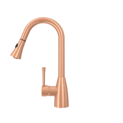 Copper Pull Out Kitchen Faucet, Single Level Solid Brass Kitchen Sink Faucets with Pull Down Sprayer - AK96455C