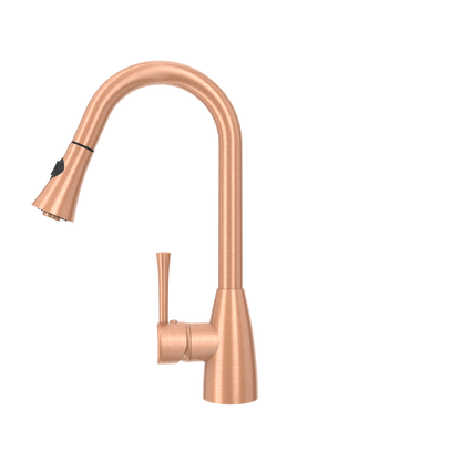 Copper Pull Out Kitchen Faucet, Single Level Solid Brass Kitchen Sink Faucets with Pull Down Sprayer - AK96455C