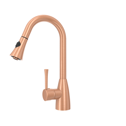 Copper Pull Out Kitchen Faucet, Single Level Solid Brass Kitchen Sink Faucets with Pull Down Sprayer - AK96455C