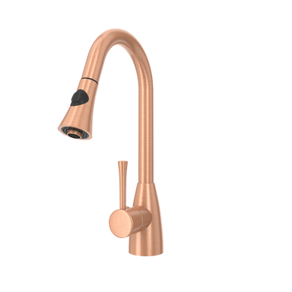Copper Pull Out Kitchen Faucet, Single Level Solid Brass Kitchen Sink Faucets with Pull Down Sprayer - AK96455C