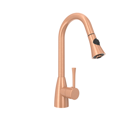 Copper Pull Out Kitchen Faucet, Single Level Solid Brass Kitchen Sink Faucets with Pull Down Sprayer - AK96455C
