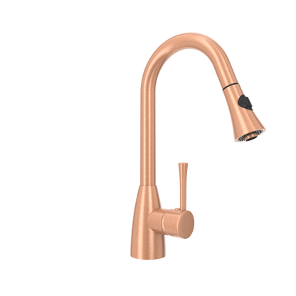 Copper Pull Out Kitchen Faucet, Single Level Solid Brass Kitchen Sink Faucets with Pull Down Sprayer - AK96455C