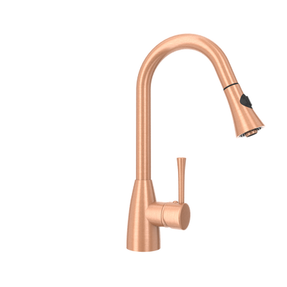 Copper Pull Out Kitchen Faucet, Single Level Solid Brass Kitchen Sink Faucets with Pull Down Sprayer - AK96455C