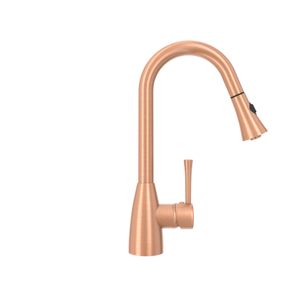 Copper Pull Out Kitchen Faucet, Single Level Solid Brass Kitchen Sink Faucets with Pull Down Sprayer - AK96455C