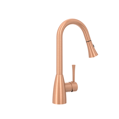 Copper Pull Out Kitchen Faucet, Single Level Solid Brass Kitchen Sink Faucets with Pull Down Sprayer - AK96455C