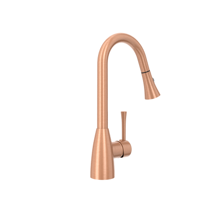 Copper Pull Out Kitchen Faucet, Single Level Solid Brass Kitchen Sink Faucets with Pull Down Sprayer - AK96455C