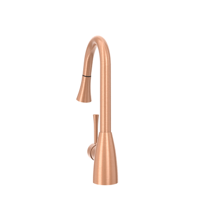 Copper Kitchen Faucet with Soap Dispenser, Single Handle Solid Brass High Arc Pull Down Sprayer Head Kitchen Sink Faucets with Deck Plate