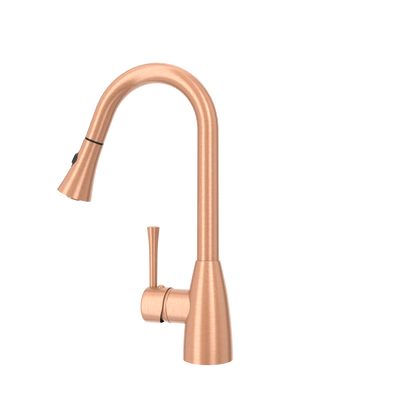 Copper Pull Out Kitchen Faucet, Single Level Solid Brass Kitchen Sink Faucets with Pull Down Sprayer - AK96455C
