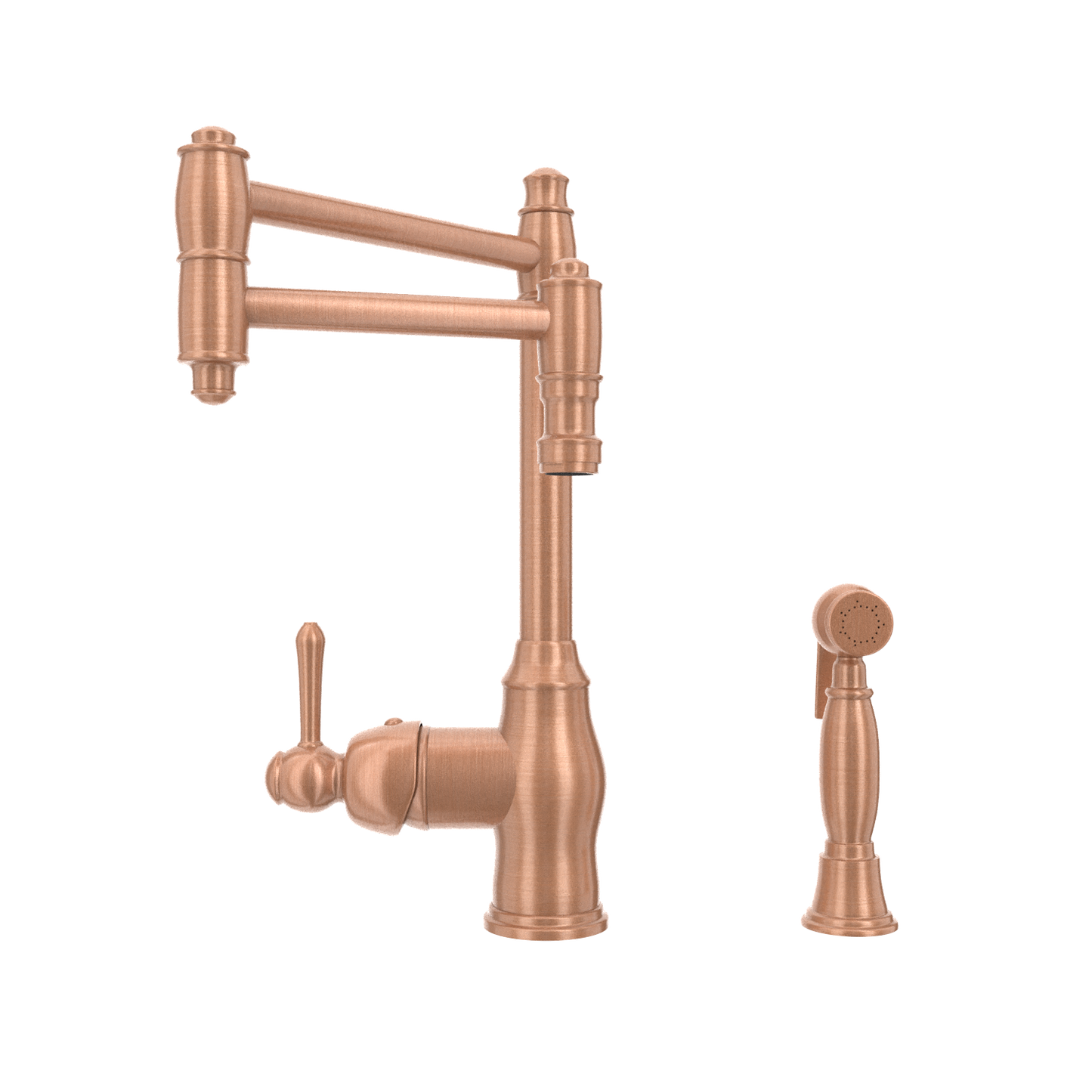 One-Handle Copper Pot Filler Kitchen Faucet with Side Sprayer - AK96918P2