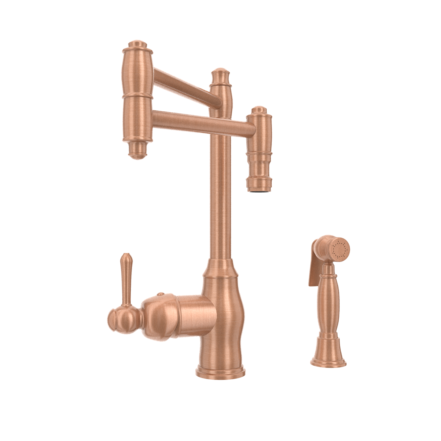 One-Handle Copper Pot Filler Kitchen Faucet with Side Sprayer - AK96918P2