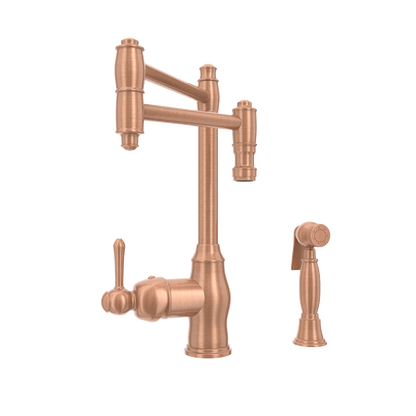 One-Handle Copper Pot Filler Kitchen Faucet with Side Sprayer - AK96918P2