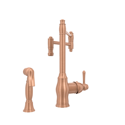 One-Handle Copper Pot Filler Kitchen Faucet with Side Sprayer - AK96918P2