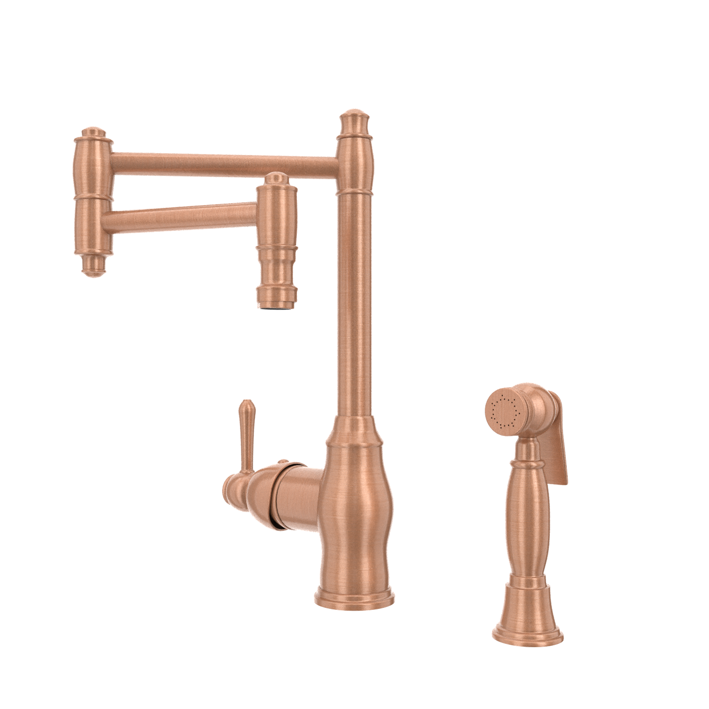 One-Handle Copper Pot Filler Kitchen Faucet with Side Sprayer - AK96918P2