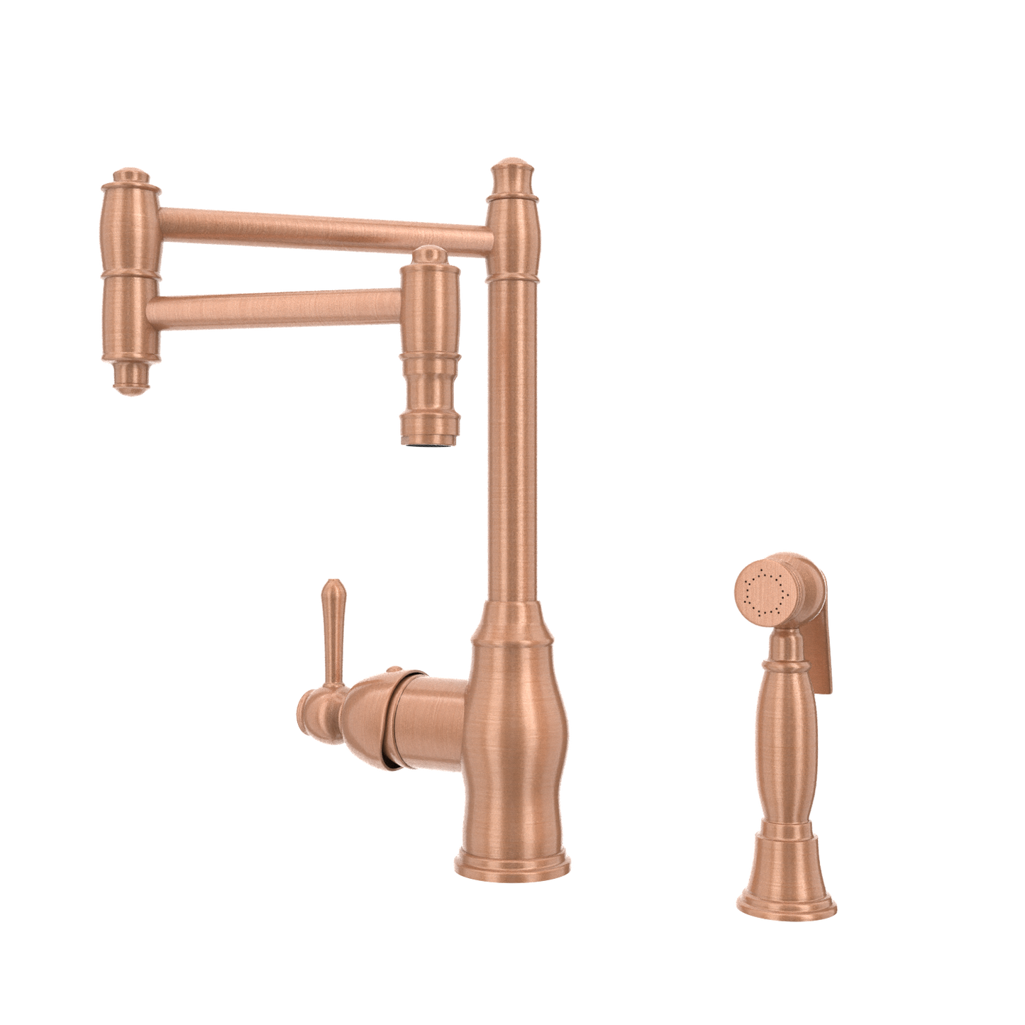 One-Handle Copper Pot Filler Kitchen Faucet with Side Sprayer - AK96918P2