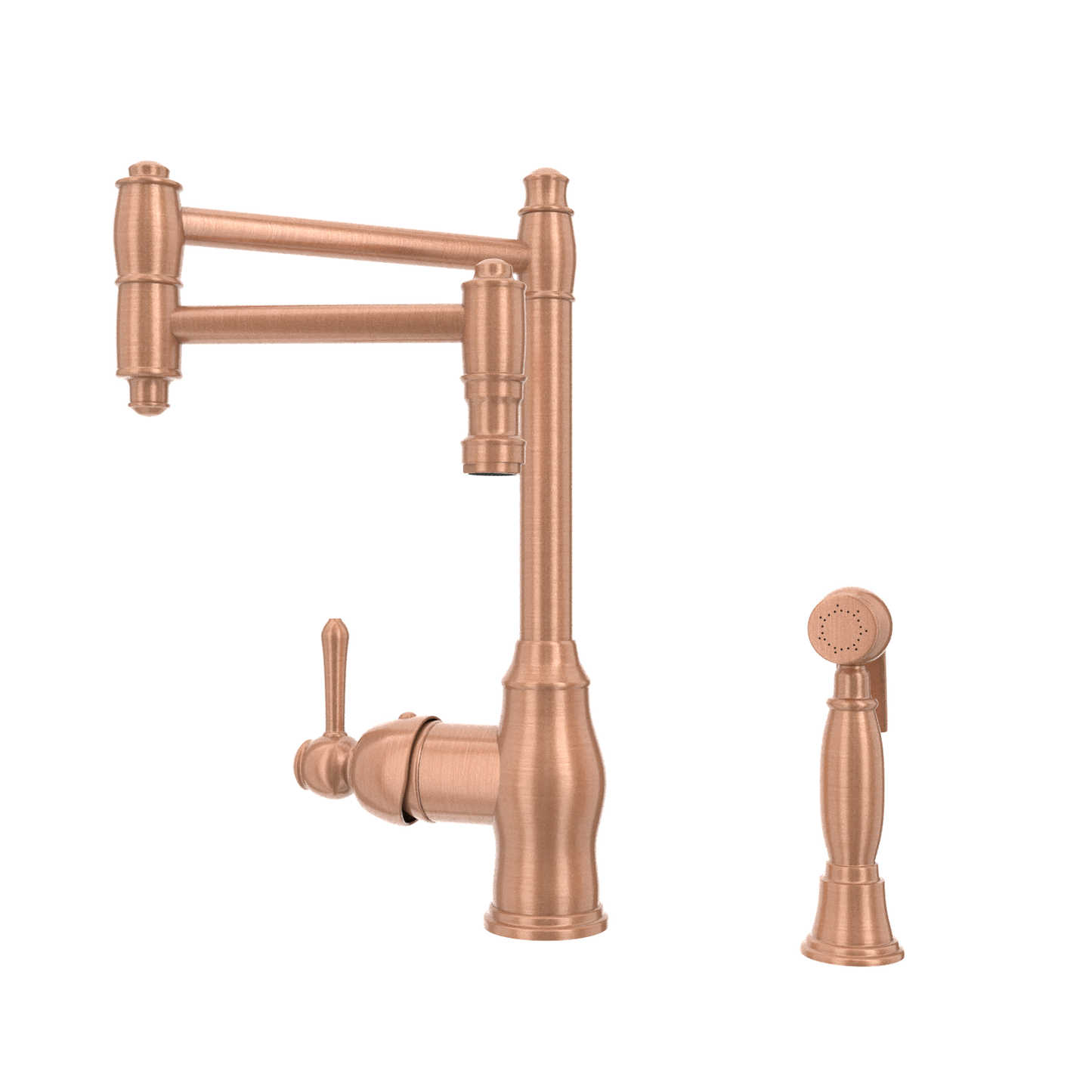 One-Handle Copper Pot Filler Kitchen Faucet with Side Sprayer - AK96918P2