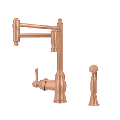 One-Handle Copper Pot Filler Kitchen Faucet with Side Sprayer - AK96918P2
