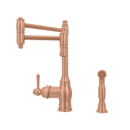 One-Handle Copper Pot Filler Kitchen Faucet with Side Sprayer - AK96918P2