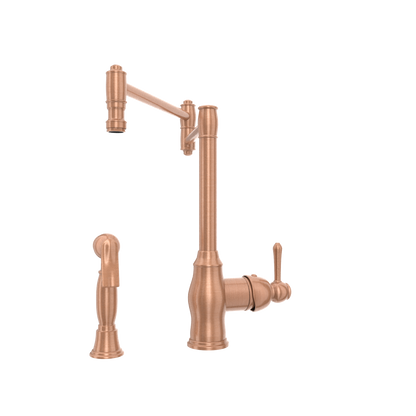 One-Handle Copper Pot Filler Kitchen Faucet with Side Sprayer - AK96918P1