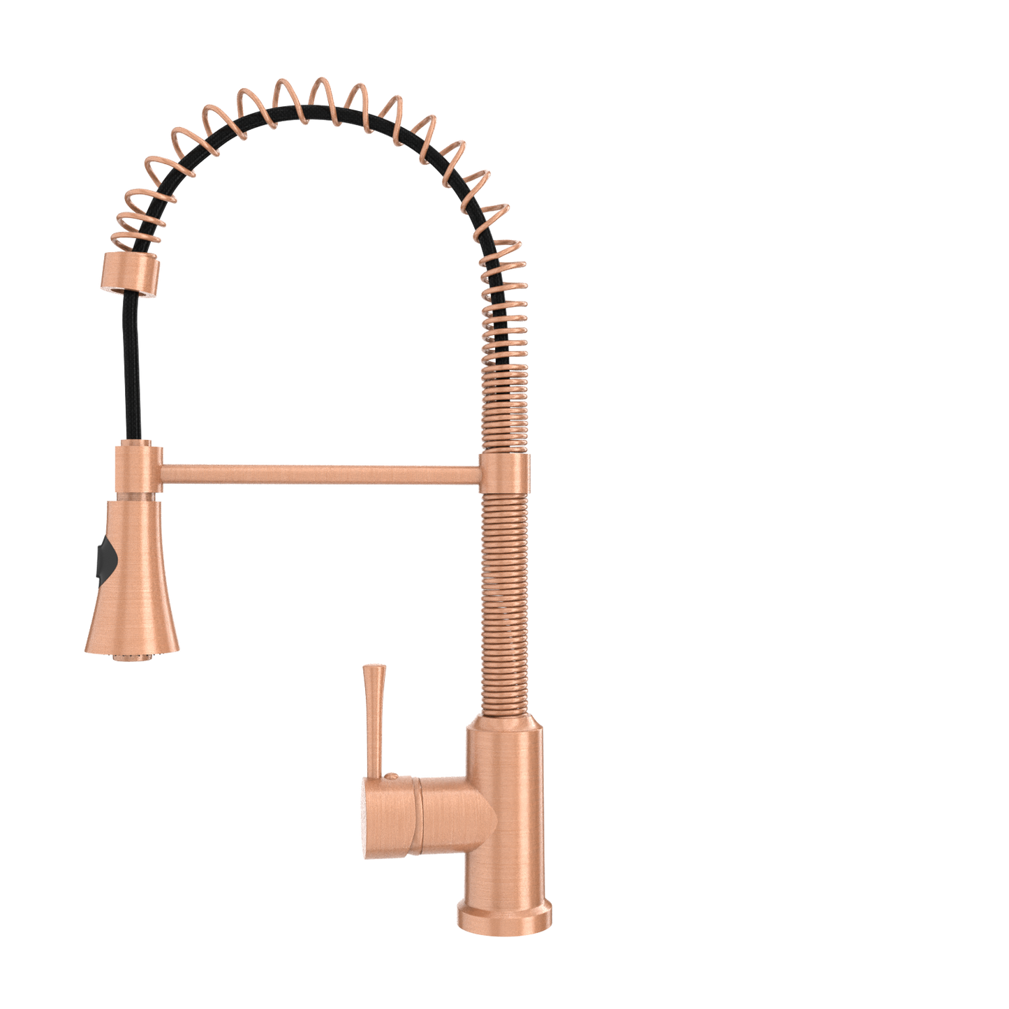 Copper Kitchen Faucet with Soap Dispenser, Single Handle Solid Brass High Arc Pull Down Sprayer Head Kitchen Sink Faucets with Deck Plate