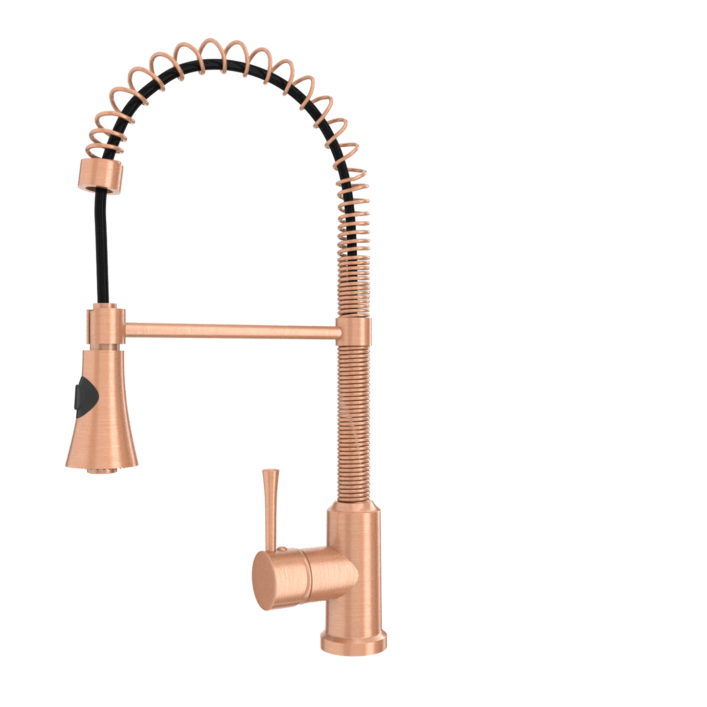 Copper Kitchen Faucet with Soap Dispenser, Single Handle Solid Brass High Arc Pull Down Sprayer Head Kitchen Sink Faucets with Deck Plate