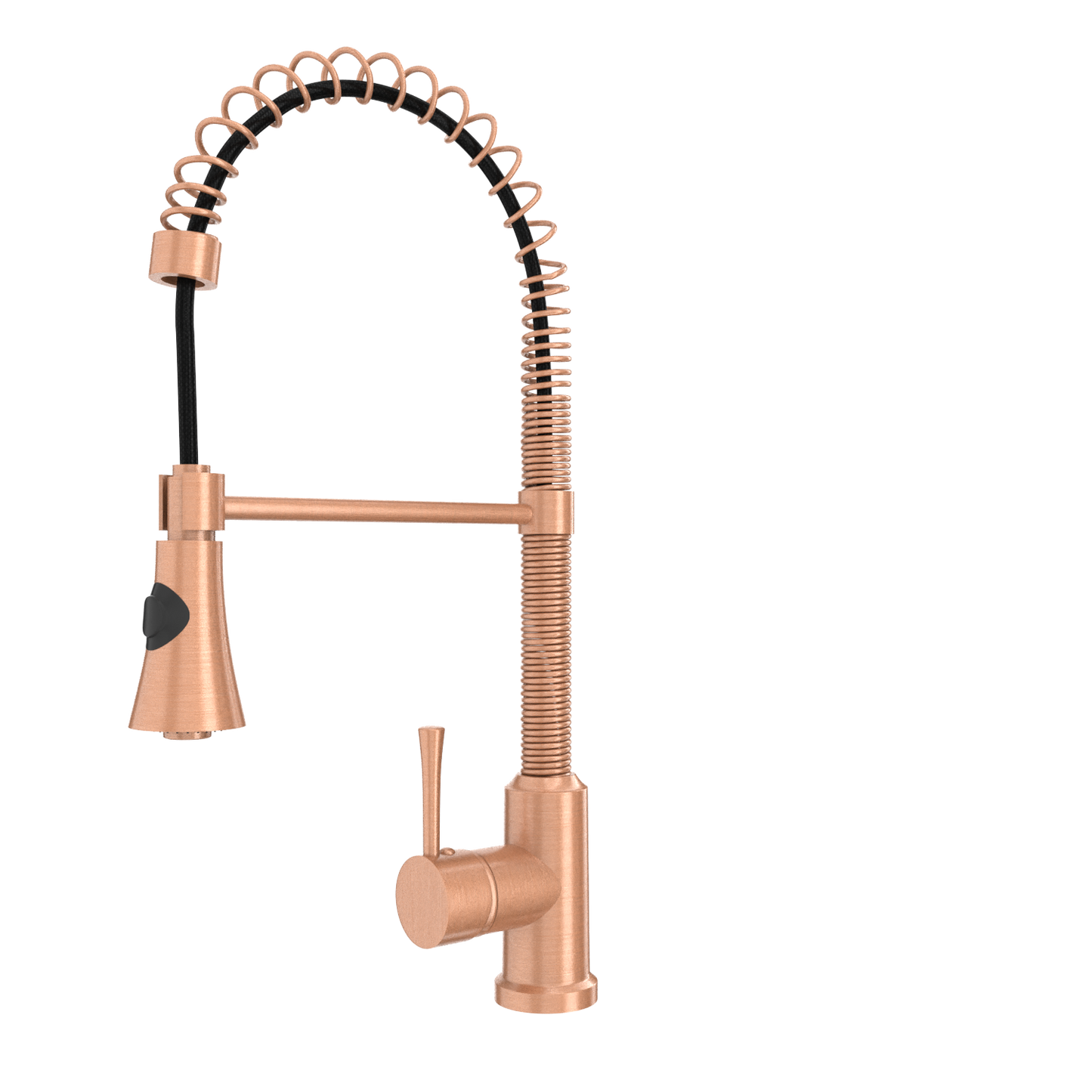 Copper Kitchen Faucet with Soap Dispenser, Single Handle Solid Brass High Arc Pull Down Sprayer Head Kitchen Sink Faucets with Deck Plate