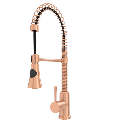 Copper Pre-Rinse Spring Kitchen Faucet, Single Level Solid Brass Kitchen Sink Faucets with Pull Down Sprayer - AK96565C